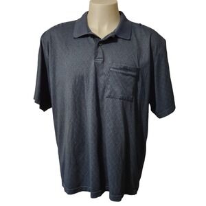 Arrow Polo Golf Shirt Men's XXL Short Sleeve Blue Argyle Pocket Collared Button
